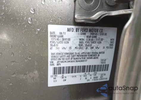 2012 Ford Edge Limited z USA, uszkodzony, nr VIN 2FMDK3K9XCBA08517